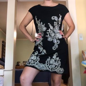 Embroidered black dress
